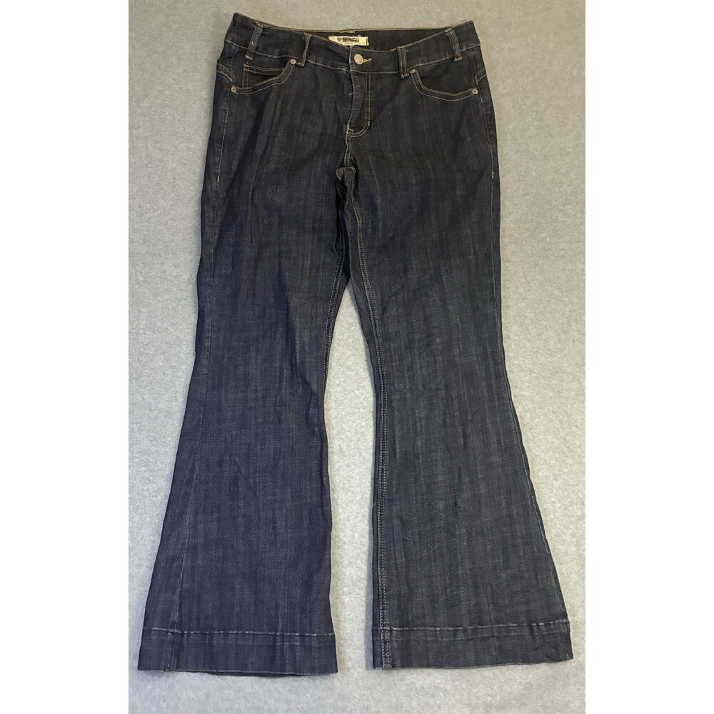 Women’s Rock & Roll Denim Mid Rise Trouser Jeans Dark Wash Bootcut 33x32